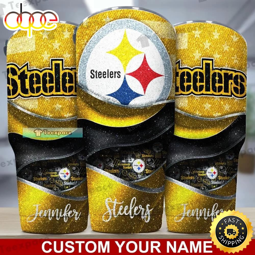 Custom Name Steelers Glitter Tumbler