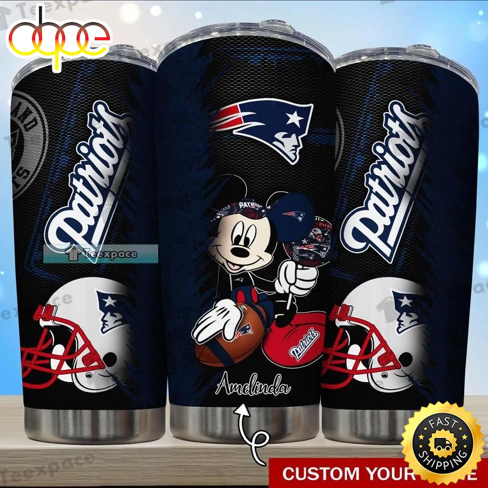 Custom New England Patriots Mickey Player Dark Navy Tumbler