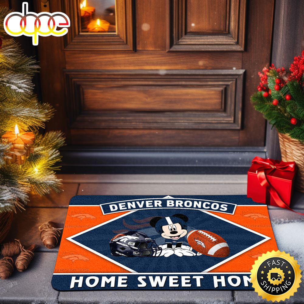 Denver Broncos Doormat Sport Team And Mickey Mouse NFL Doormat
