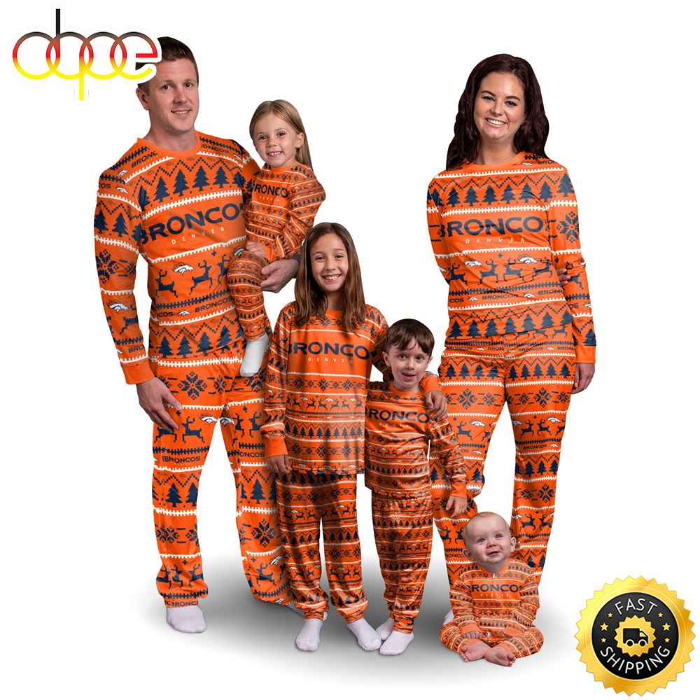 Denver Broncos NFL Patterns Essentials Christmas Holiday Family Matching Pajama Sets Isdstd.jpg