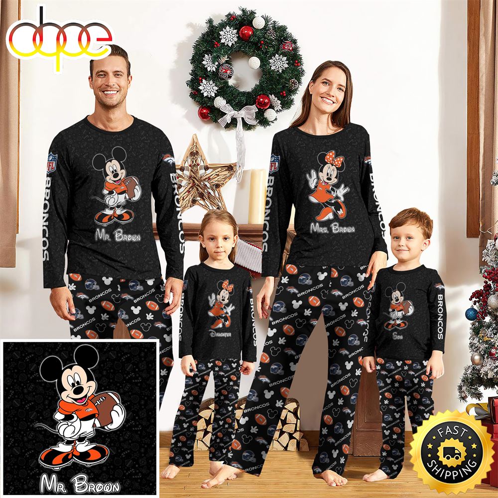 Denver Broncos Sport And Disney Uniform Pajamas Mickey Mouse NFL Gifts For Kids Pajamas Qar4ba.jpg