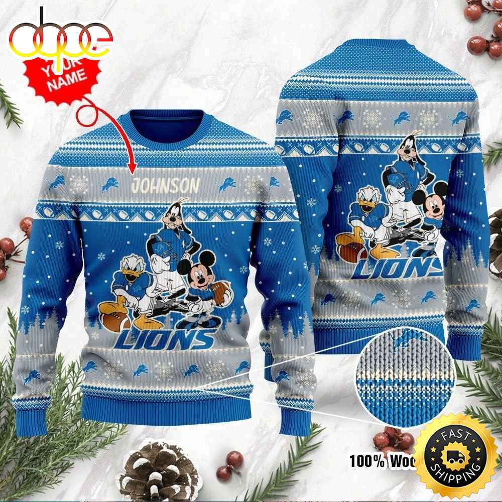 Detroit Lions Disney Donald Duck Mickey Mouse Goofy Personalized Ugly Christmas Sweater Hu2bqu.jpg
