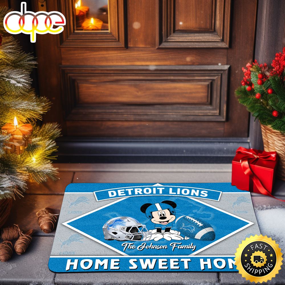 Detroit Lions Doormat Custom Your Family Name Sport Team And Mickey Mouse NFL Doormat Tykwds.jpg