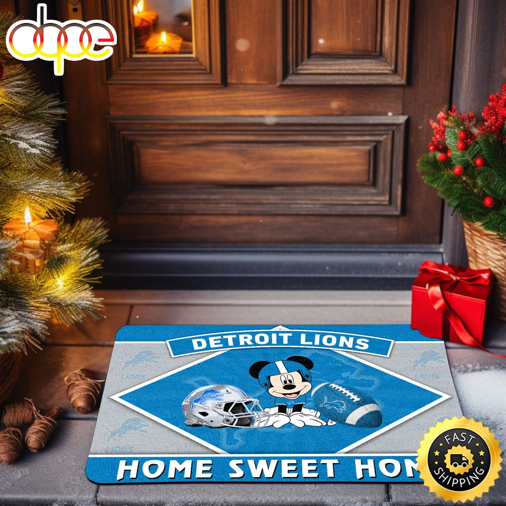 Detroit Lions Doormat Sport Team And Mickey Mouse NFL Doormat