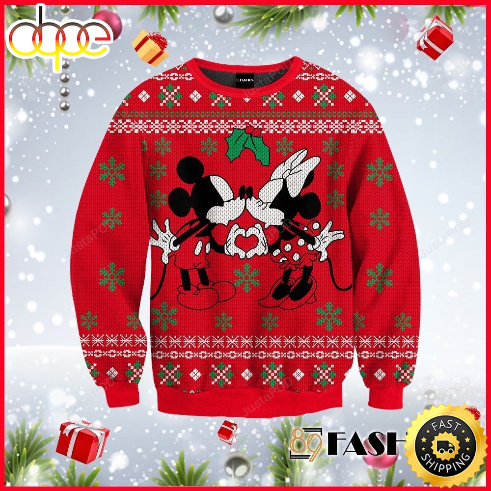 Disney Mickey And Minie Mouse Ugly Christmas Sweater, Perfect Holiday Gift