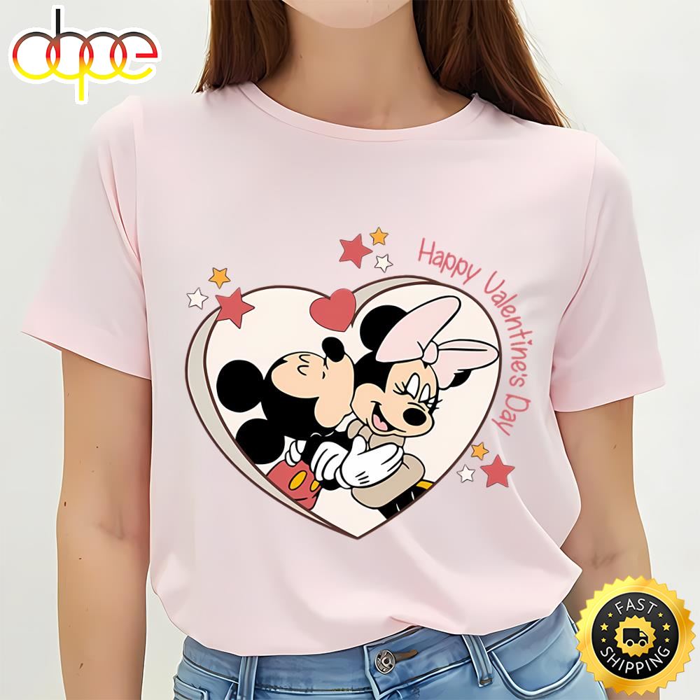 Disney Mickey Minnie Kissing Happy Valentines Day Shirt
