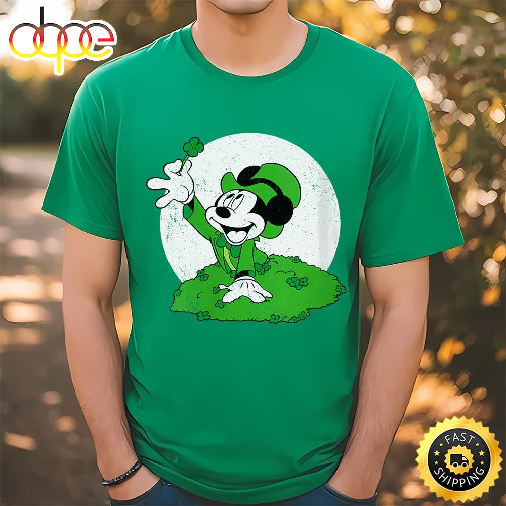 Disney Retro Mickey Mouse Four Leaf Clover St. Patrick’s Day T Shirt Tshirt