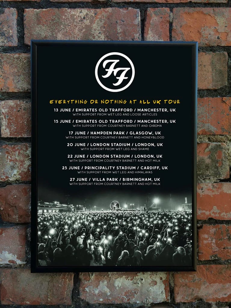 Foo Fighters 2024 Everything Or Nothing At All Uk Tour Poster