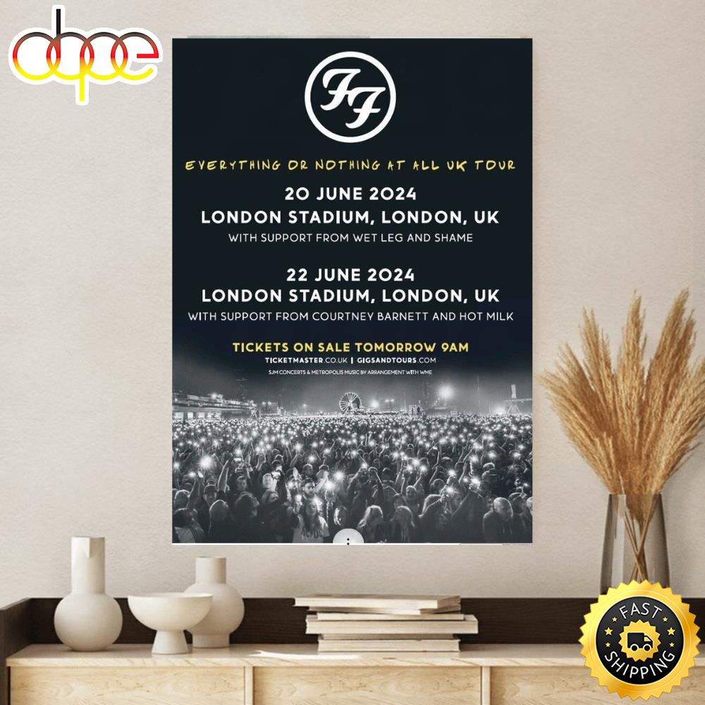 Foo Fighters Uk Tour Dates London 2024 Newspaper Advert Poster