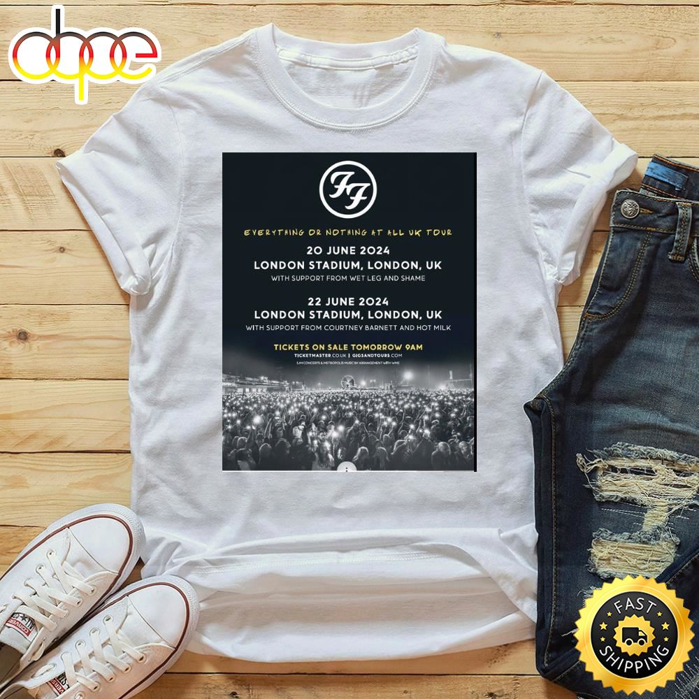 Foo Fighters Uk Tour Dates London 2024 Newspaper Advert Shirt