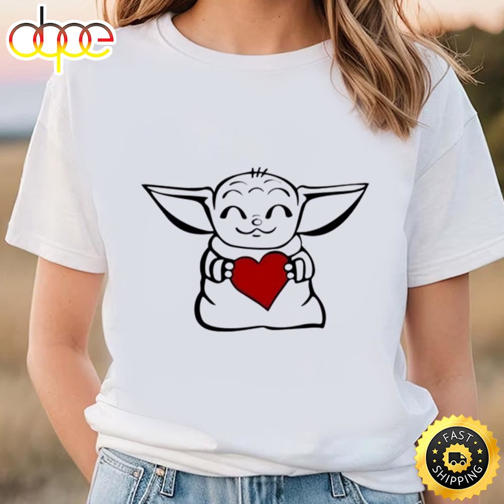 Funny Baby Yoda Hug Heart Will You Be My Valentine Shirt