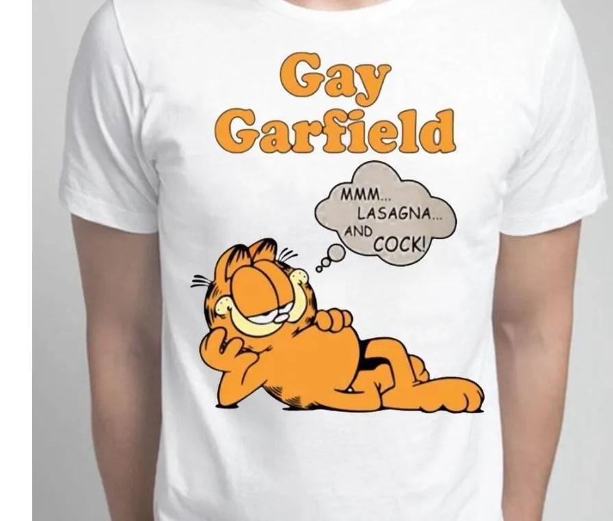 Gay Garfield Mmm Lasagna And Cock Shirt Funny White Unisex Size T Shirt Twkeo3.jpg