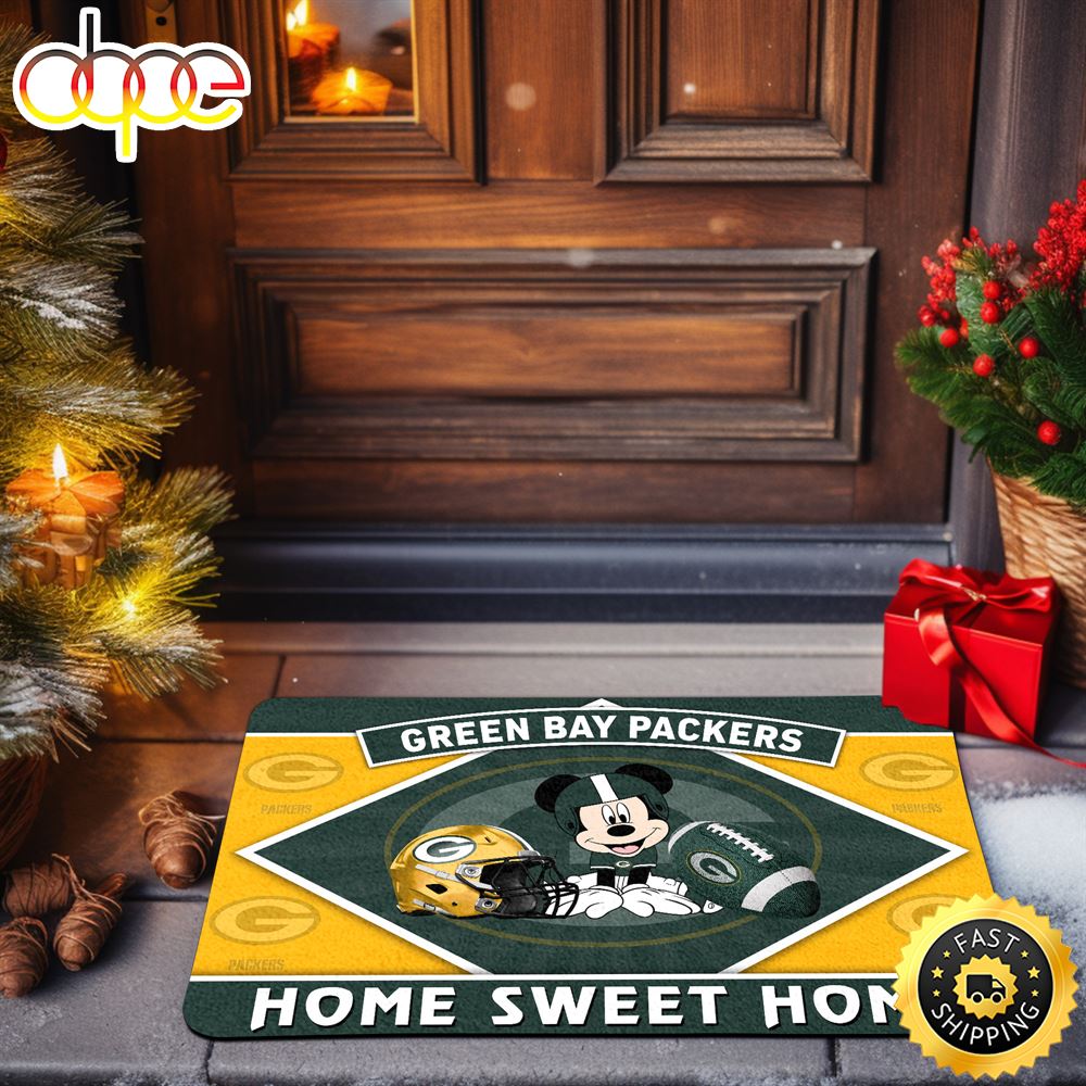 Green Bay Packers Doormat Sport Team And Mickey Mouse NFL Doormat