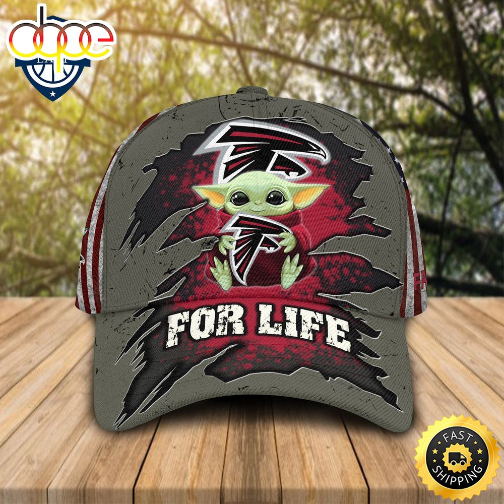 HOT Baby Yoda Hug Atlanta Falcons Logo For Life Cap