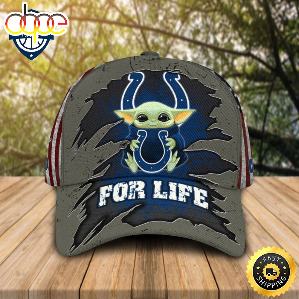 HOT Baby Yoda Hug Indianapolis Colts Logo For Life Cap