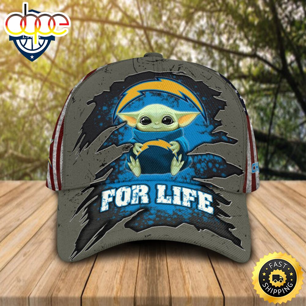 HOT Baby Yoda Hug Los Angeles Chargers Logo For Life Cap