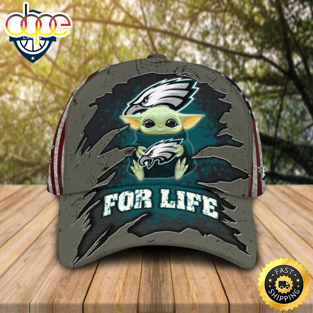 HOT Baby Yoda Hug Philadelphia Eagles Logo For Life Cap