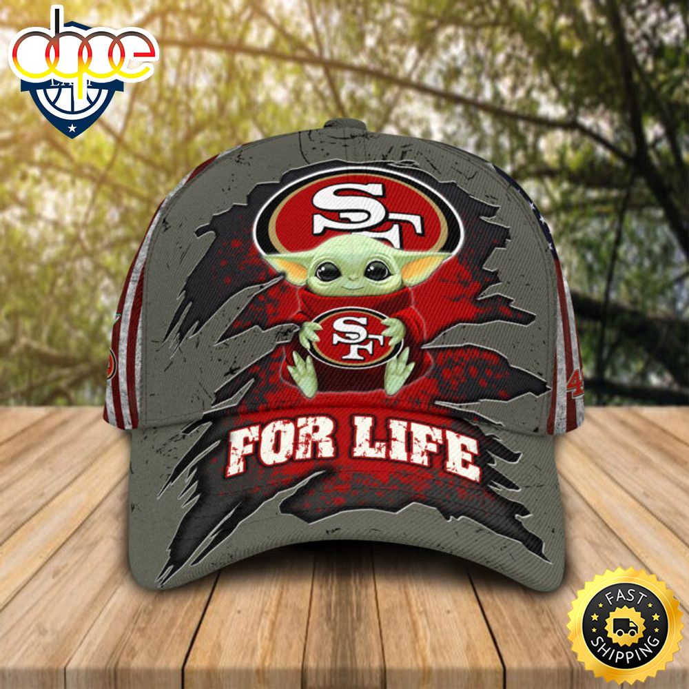 HOT Baby Yoda Hug San Francisco 49ers Logo For Life Cap