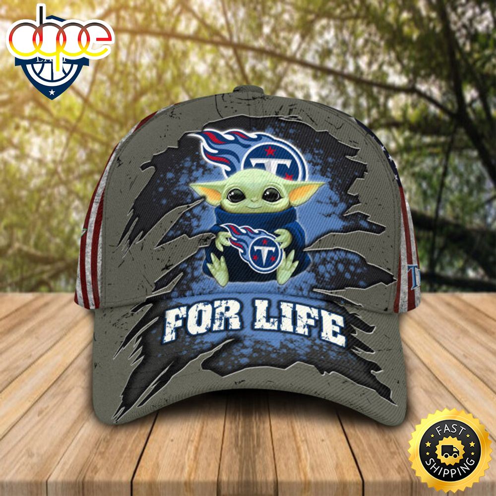 HOT Baby Yoda Hug Tennessee Titans Logo For Life Cap