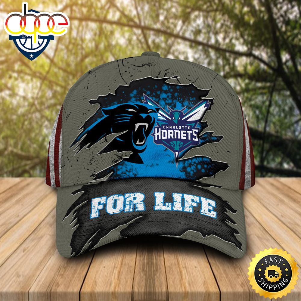 HOT Charlotte Hornets Carolina Panthers For Life Cap