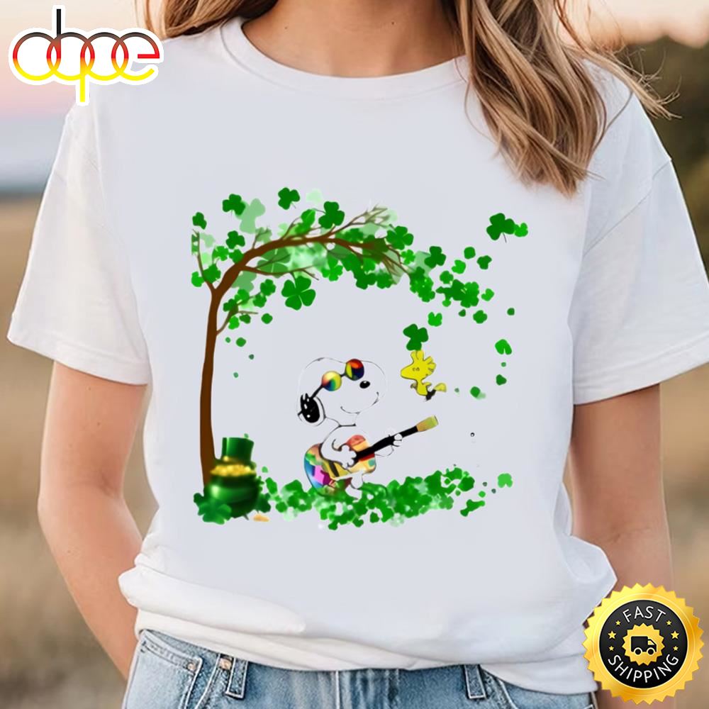 Happy Snoopy And Woodstock St Patricks Day Tree Shirt T Shirt