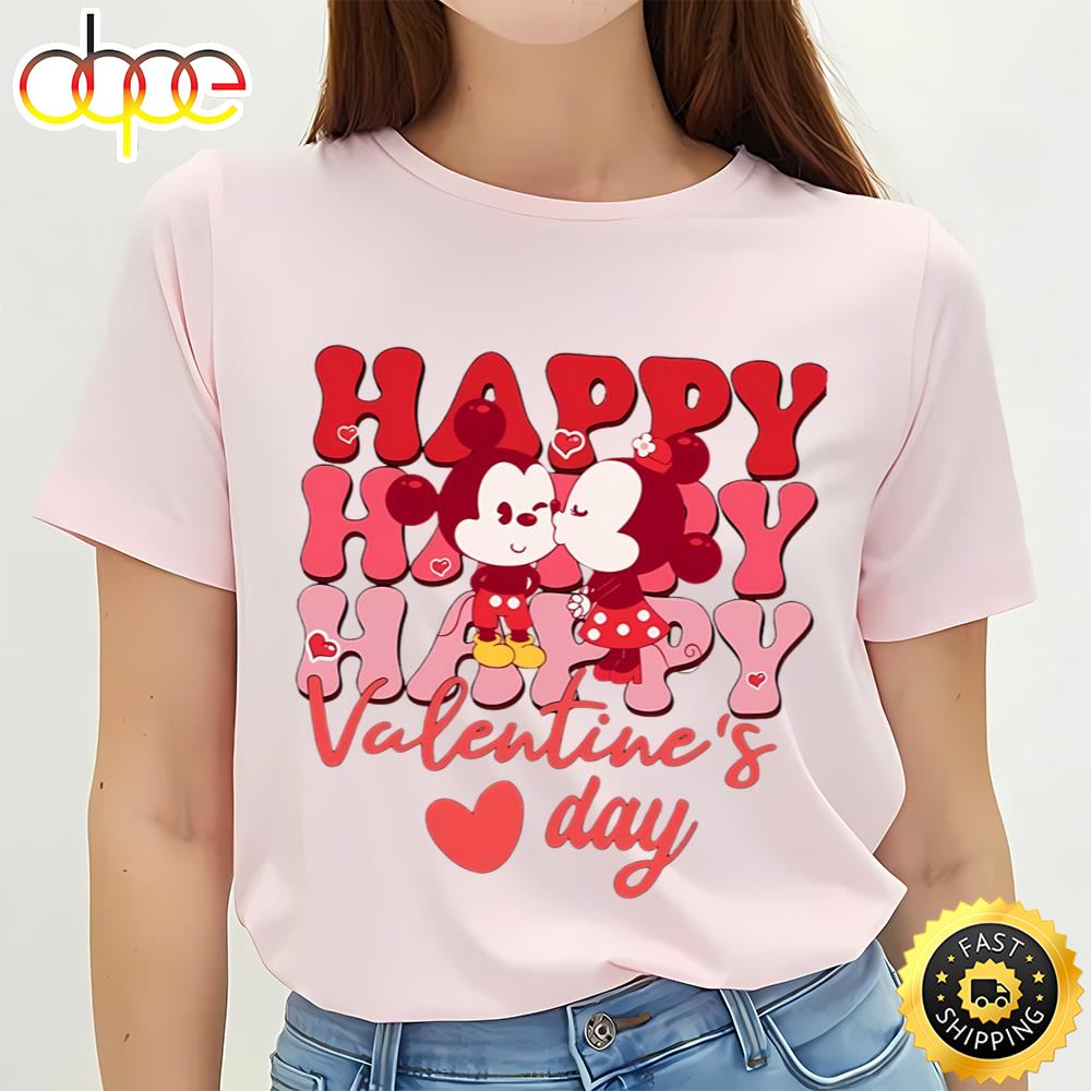 Happy Valentine Mickey Minnie Hearts Valentine’s Shirt
