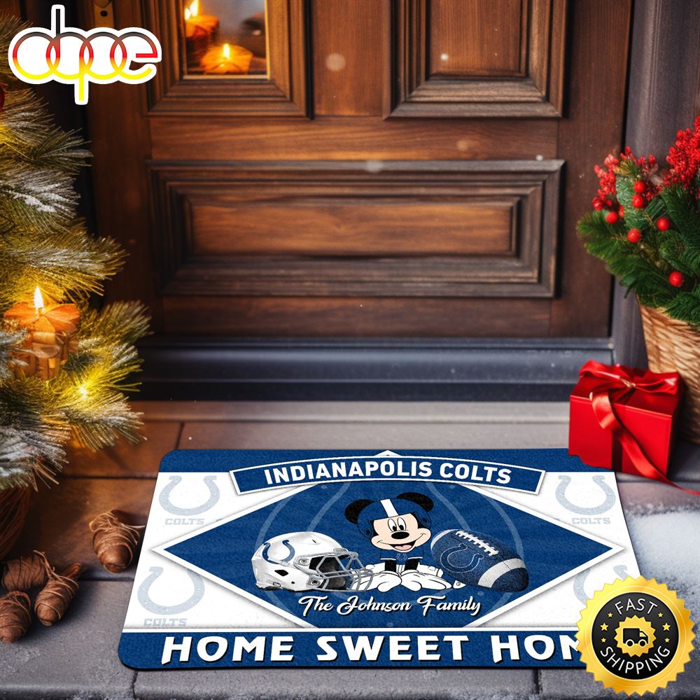 Indianapolis Colts Doormat Custom Your Family Name Sport Team And Mickey Mouse NFL Doormat Sua7yn.jpg