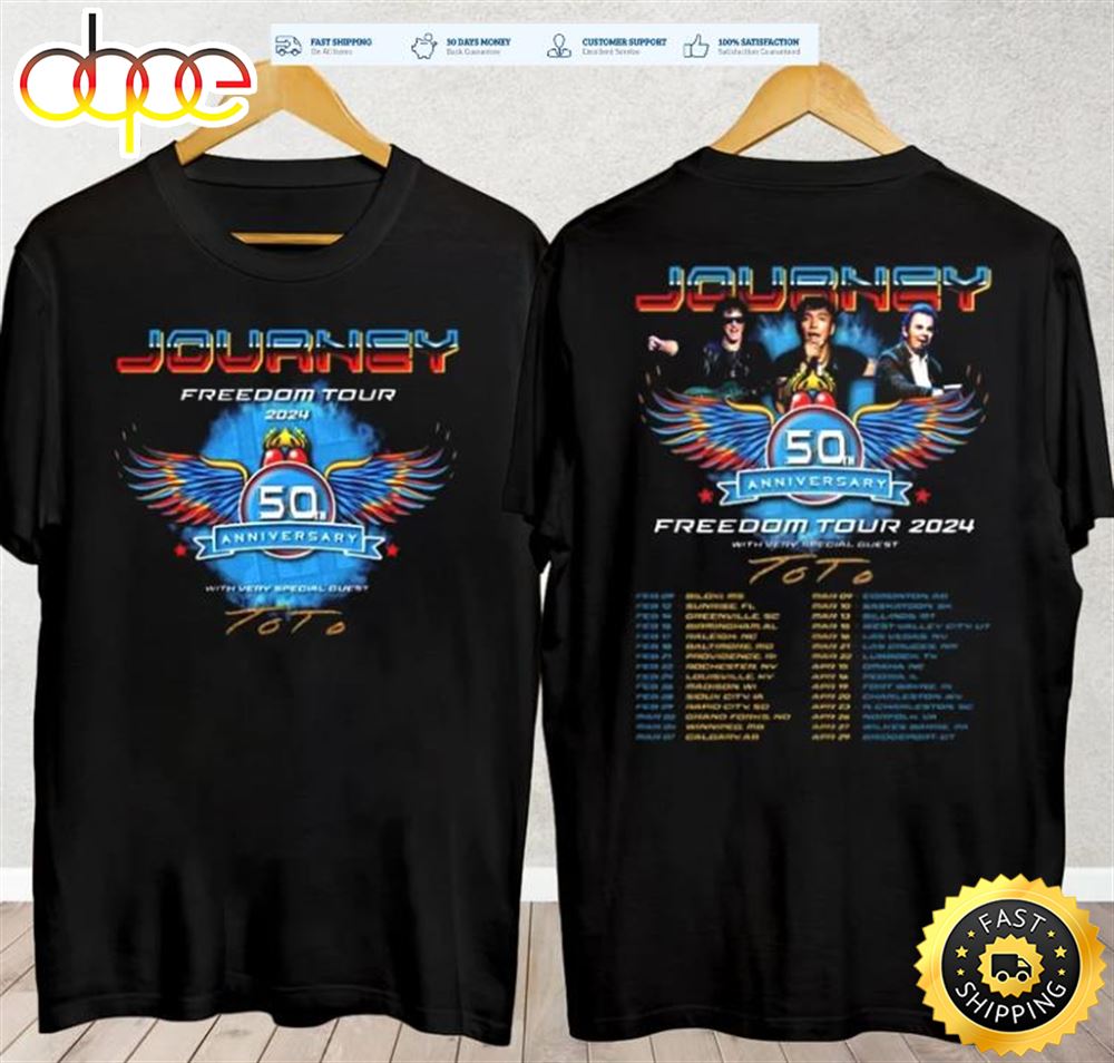 Journey 2024 Tour Freedom T Shirt Toto Concert Gift Shirt Fans Music Band