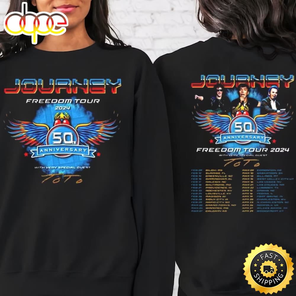 Journey 2024 Tour Freedom T Shirt Toto Concert