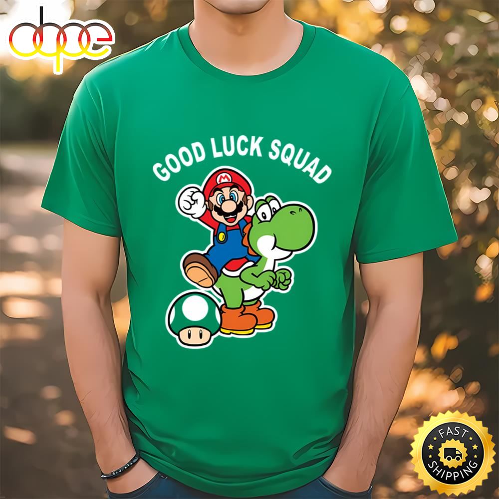 Junior’s Nintendo Super Mario St. Patrick’s Day Good Luck Squad... Tee
