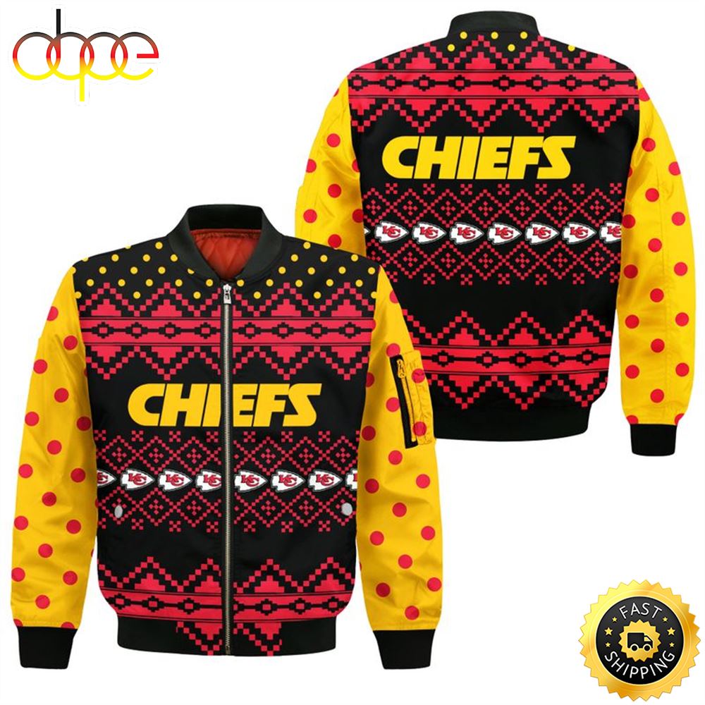 Kansas City Chiefs Christmas Pattern Bomber Jackets For Fans