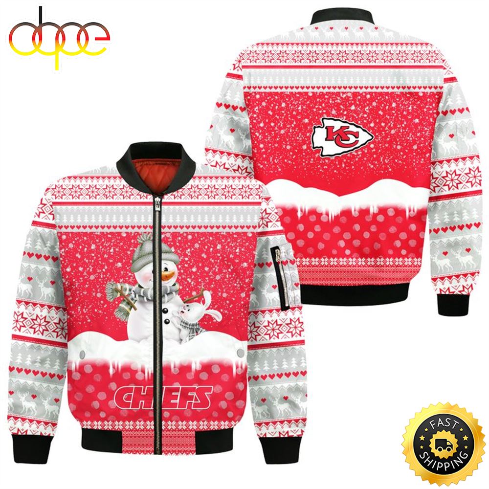 Kansas City Chiefs Christmas Pattern Snowman Bomber Jacket