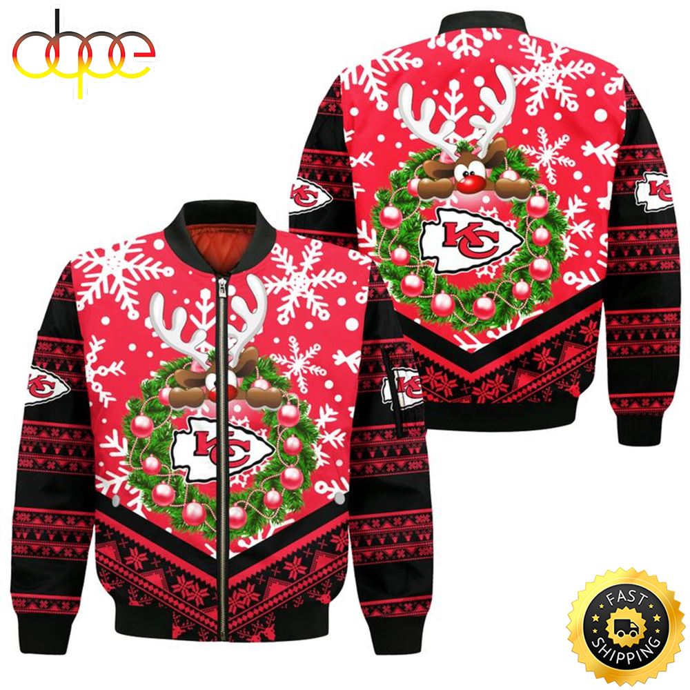 Kansas City Chiefs Christmas Reindeer Bomber Jacket