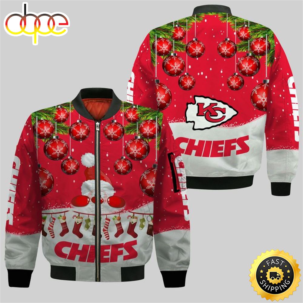 Kansas City Chiefs Christmas Santa Bomber Jacket