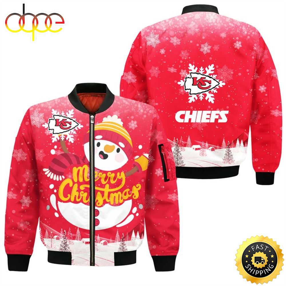 Kansas City Chiefs Christmas Snowman Bomber Jackets