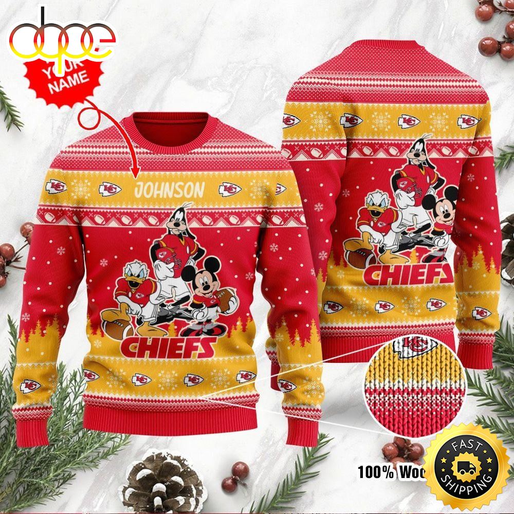 Kansas City Chiefs Disney Donald Duck Mickey Mouse Goofy Personalized Ugly Christmas Sweater Perfect Holiday Gift Nnvqbg.jpg