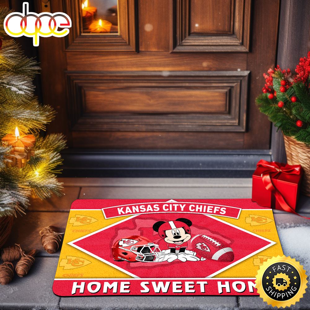 Kansas City Chiefs Doormat Sport Team And Mickey Mouse NFL Doormat