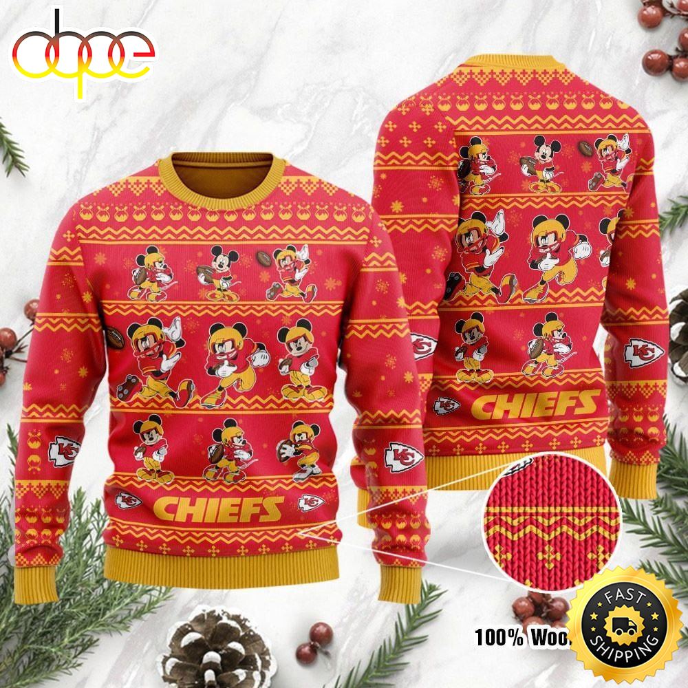 Kansas City Chiefs Mickey Mouse Ugly Christmas Sweater, Perfect Holiday Gift