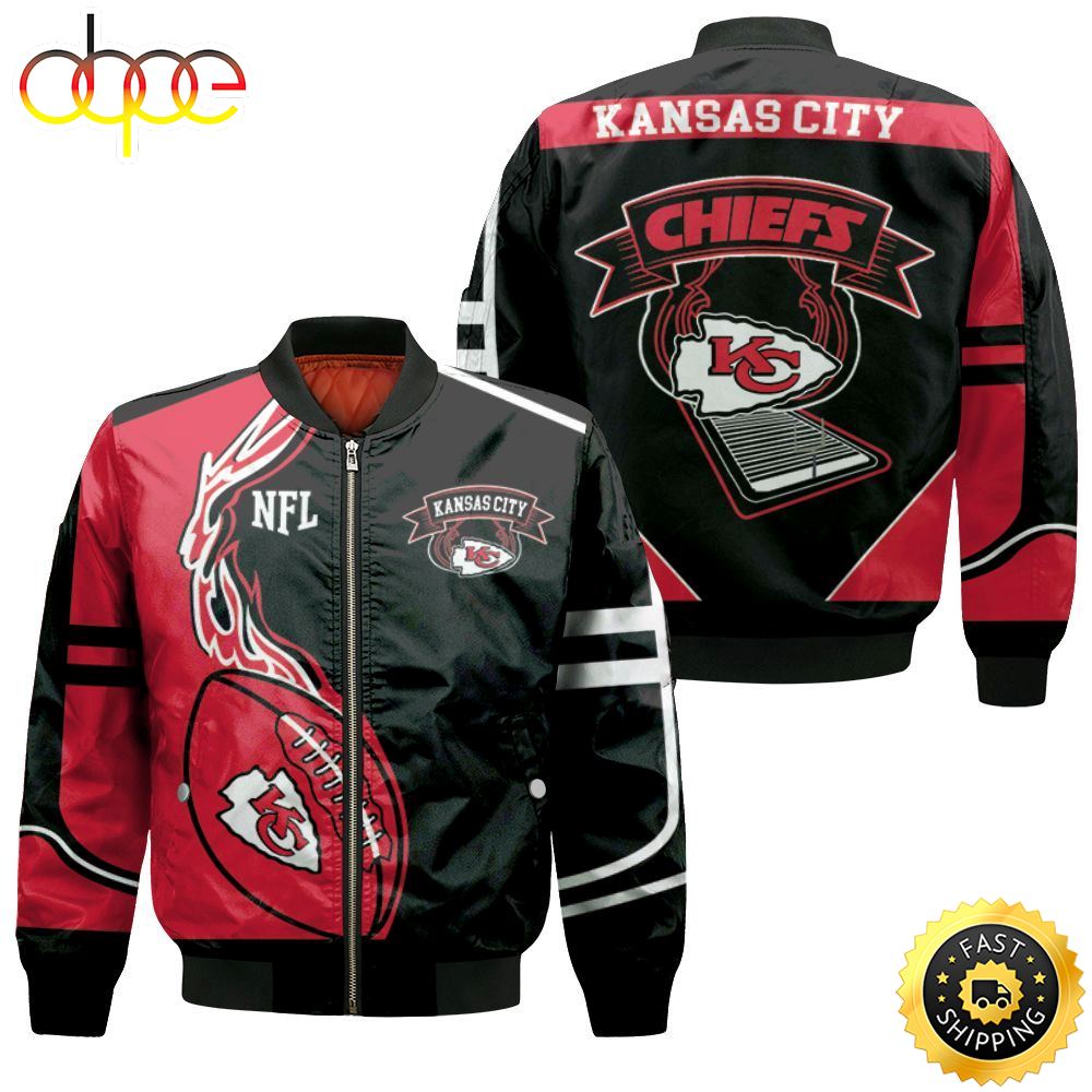 Kansas City Chiefs Nfl Fan Fleece 3d Jersey Bomber Jacket
