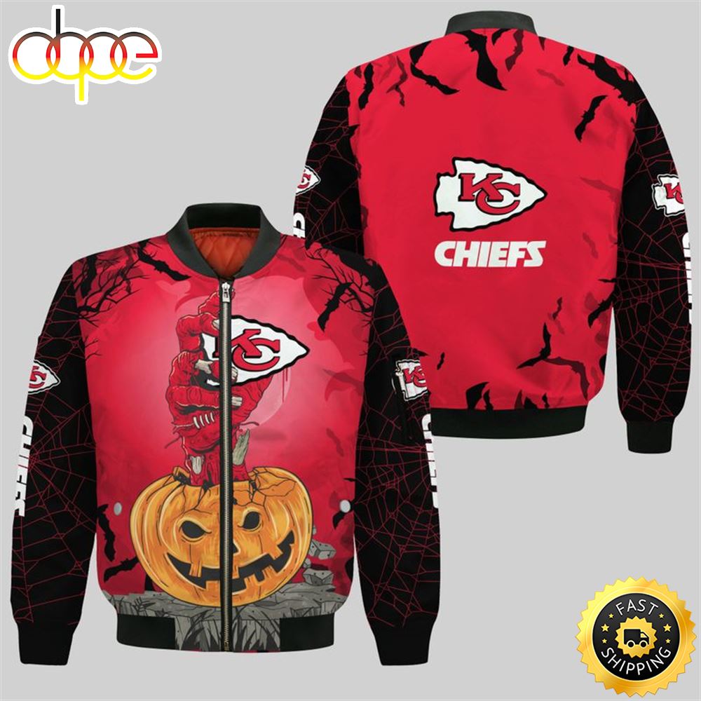 Kansas City Chiefs Zombies Hand Halloween Bomber Jacket