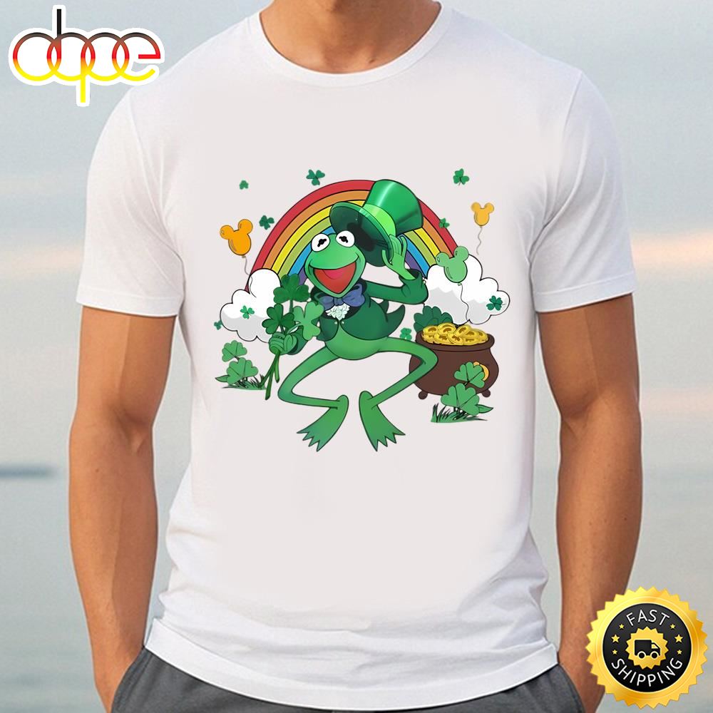 Kermit The Frog With Shamrock Irish Rainbow St Patrick’s Day Shirt Tshirt