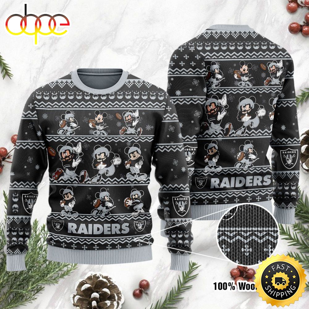 Las Vegas Raiders Mickey Mouse Holiday Party Ugly Christmas Sweater