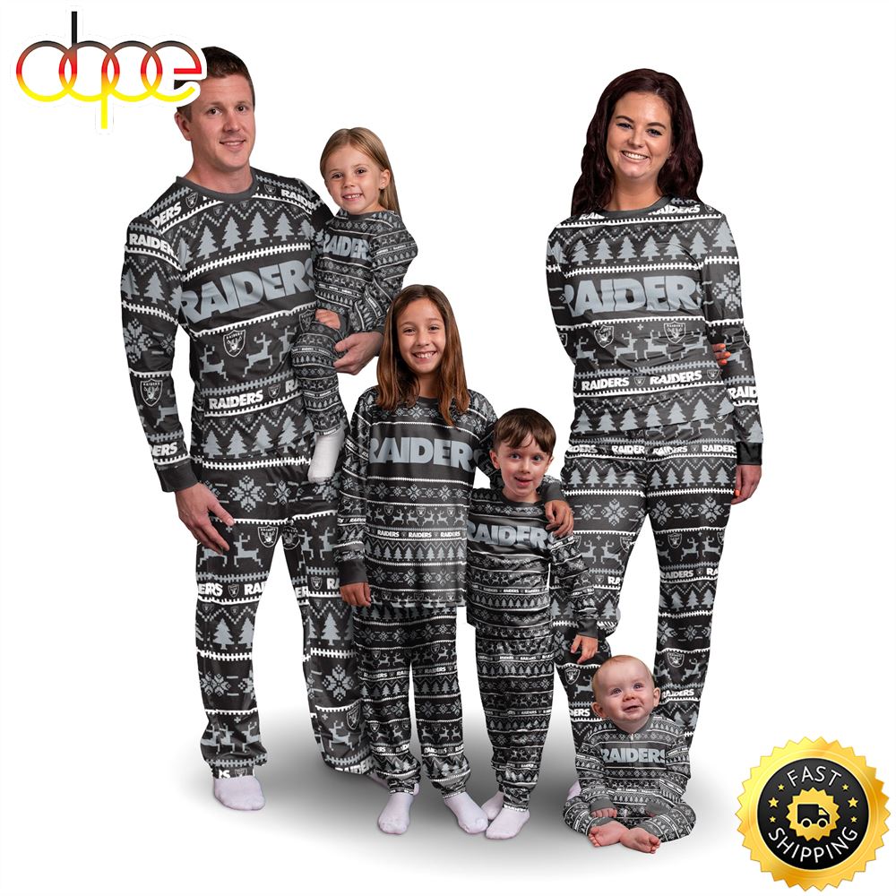 Las Vegas Raiders NFL Patterns Essentials Christmas Holiday Family Matching Pajama Sets Synurr.jpg