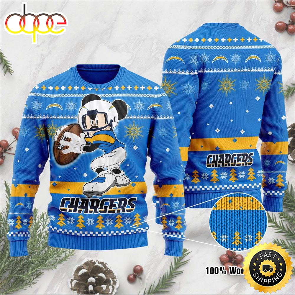 Los Angeles Chargers Mickey Mouse Funny Ugly Christmas Sweater