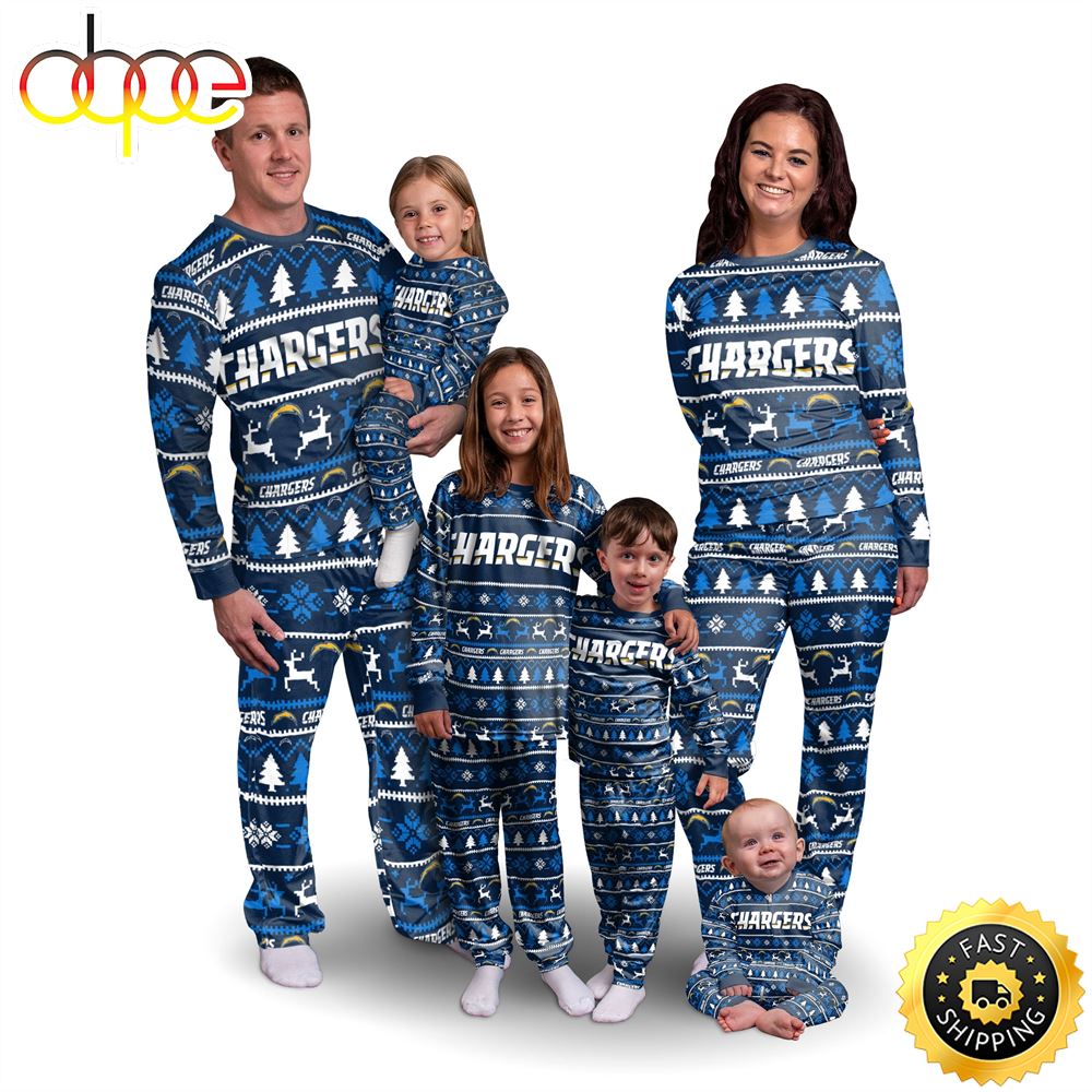 Los Angeles Chargers NFL Patterns Essentials Christmas Holiday Family Matching Pajama Sets D0ixj9.jpg