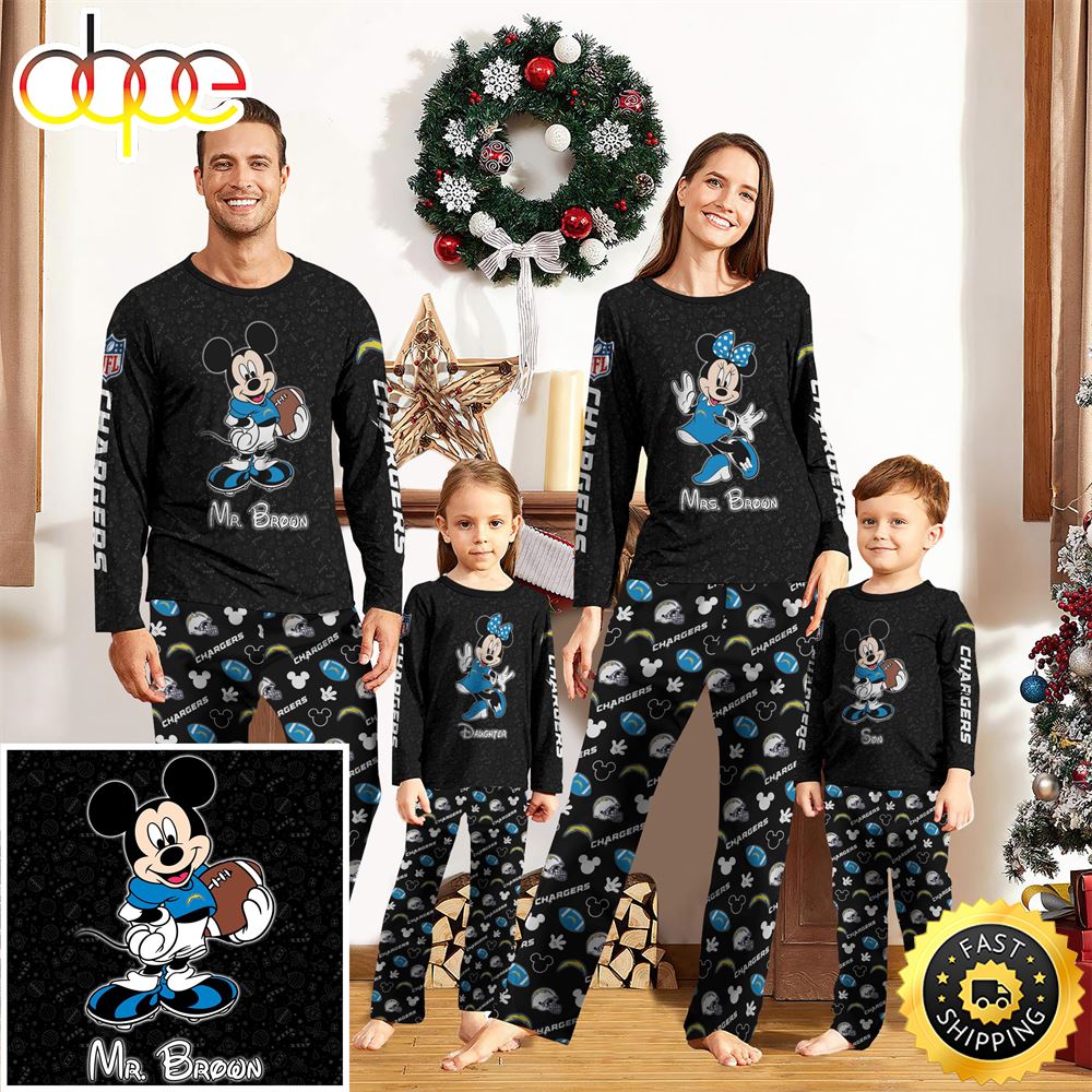 Los Angeles Chargers Sport And Disney Uniform Pajamas Mickey Mouse NFL Gifts For Kids Pajamas Eeicgu.jpg