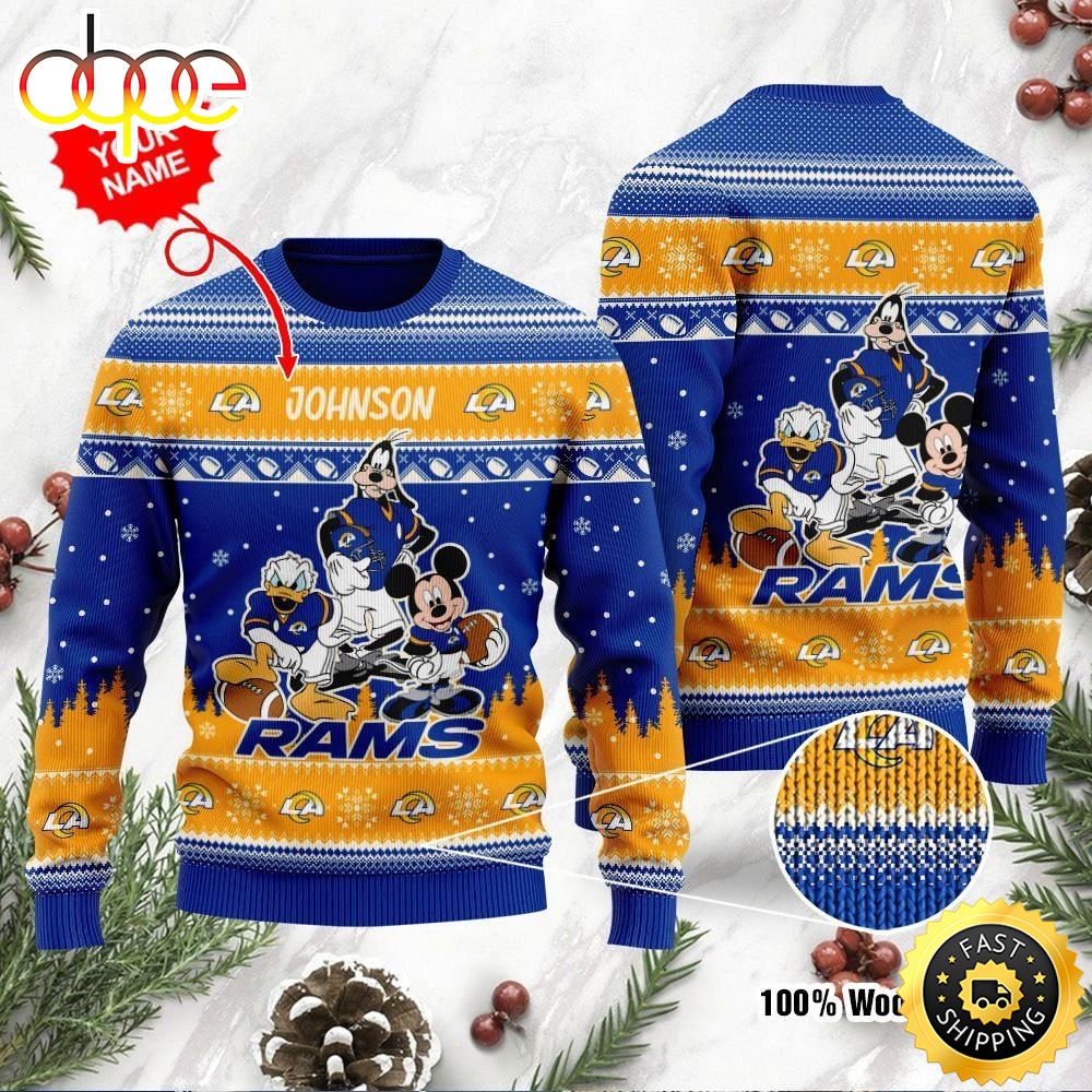 Los Angeles Rams Disney Donald Duck Mickey Mouse Goofy Personalized Ugly Christmas Sweater Svacsa.jpg