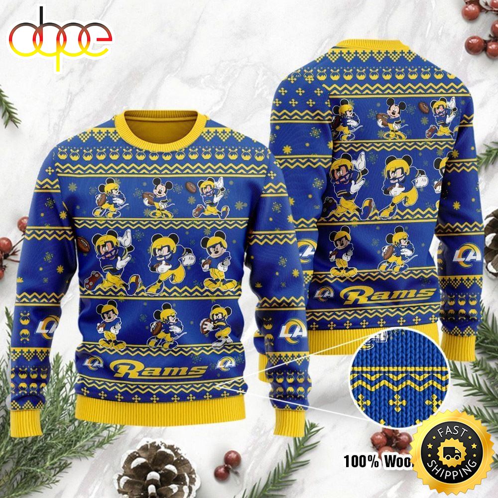 Los Angeles Rams Mickey Mouse Ugly Christmas Sweater, Perfect Holiday Gift