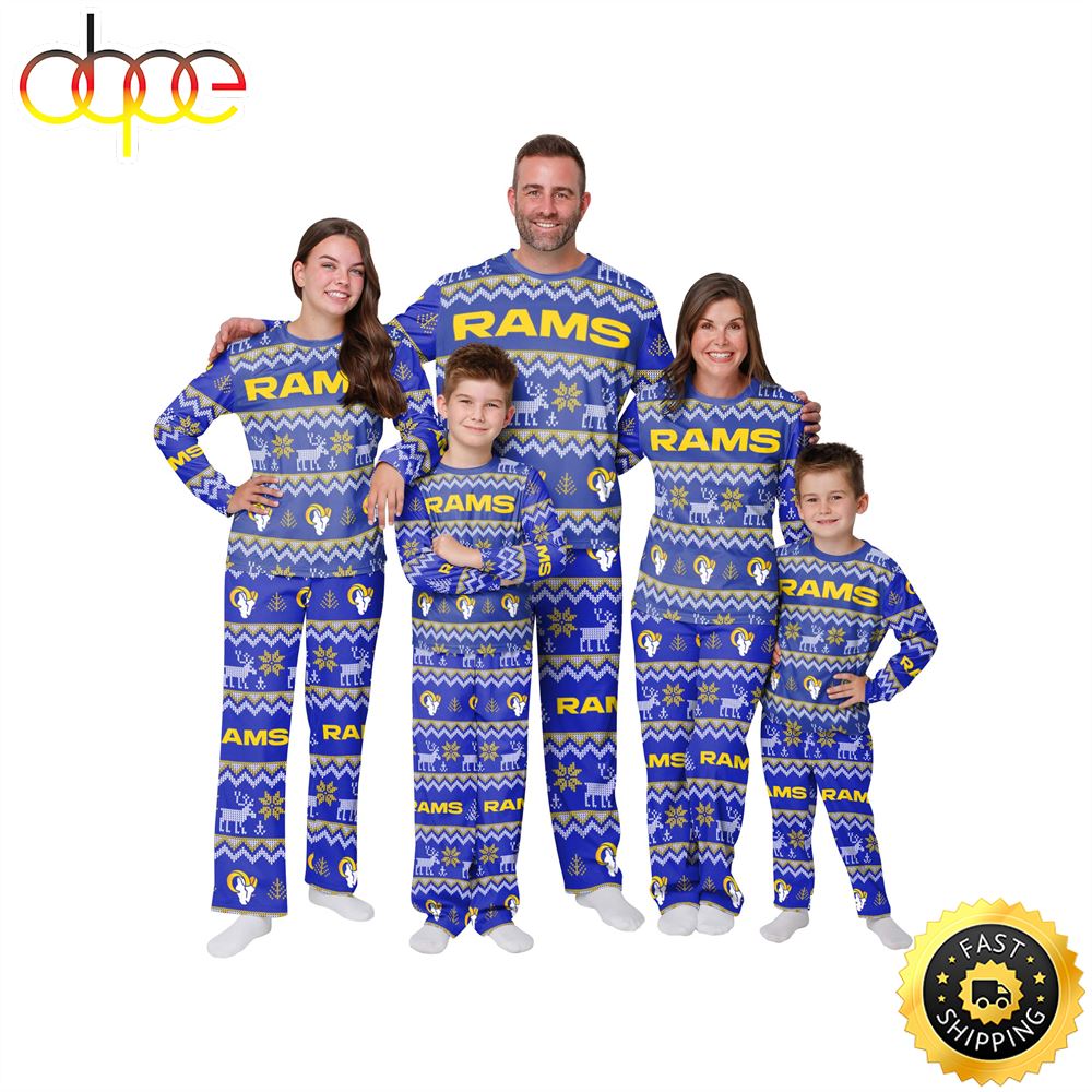Los Angeles Rams NFL Patterns Essentials Christmas Holiday Family Matching Pajama Sets Roqzsl.jpg