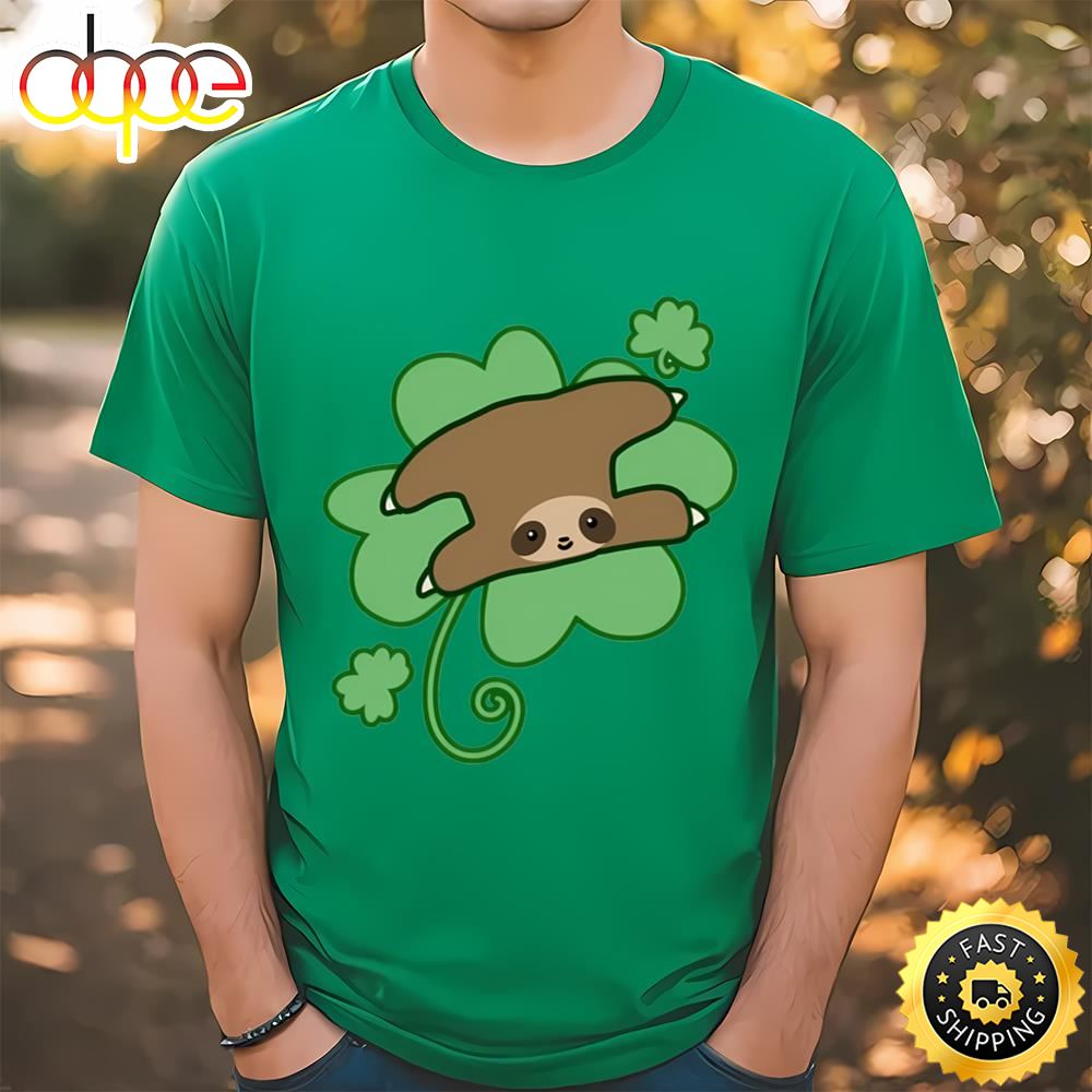 Lucky Clover Sloth Patrick’s Day T Shirt Tee